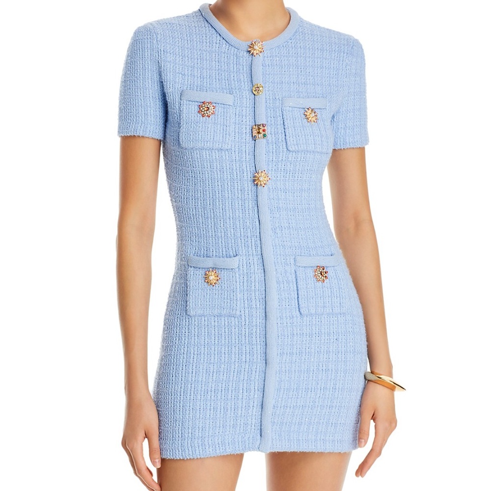 Self-Portrait Jewel Button Knit Mini Dress